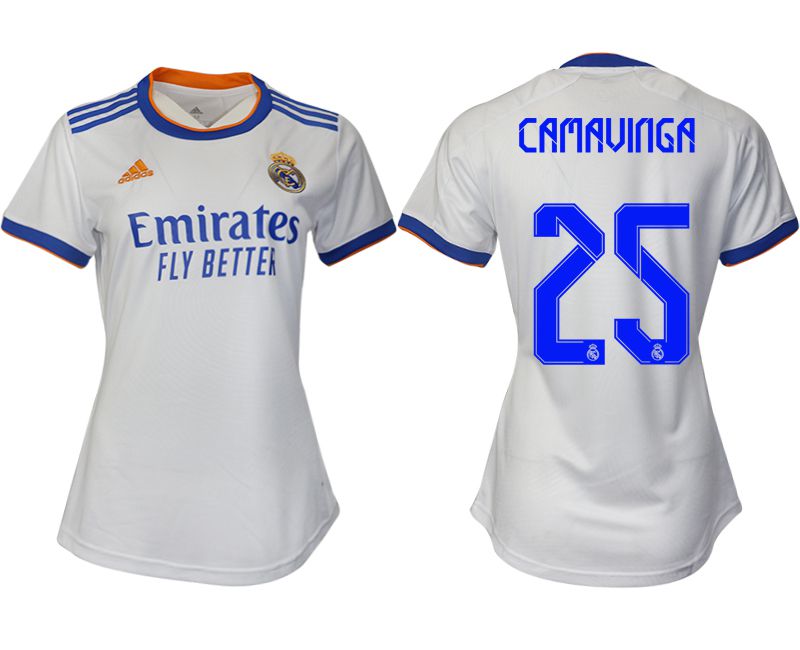 Women 2021-2022 Club Real Madrid home aaa version white #25 Soccer Jerseys